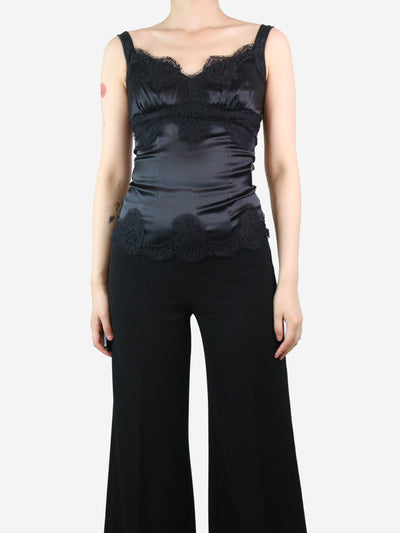 Black sleeveless lace detail top - size UK 8 Tops Dolce & Gabbana 