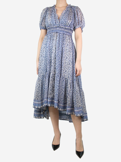 Blue floral printed metallic thread dress - size UK 8 Dresses Ulla Johnson 