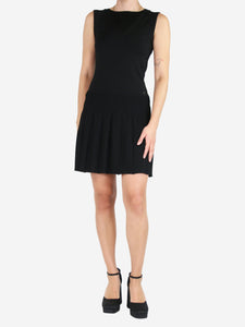 Chanel Black sleeveless v-neck pleated mini dress - size UK 8