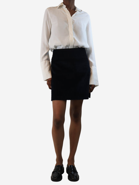 Navy corduroy mini skirt - size UK 8 alternate image