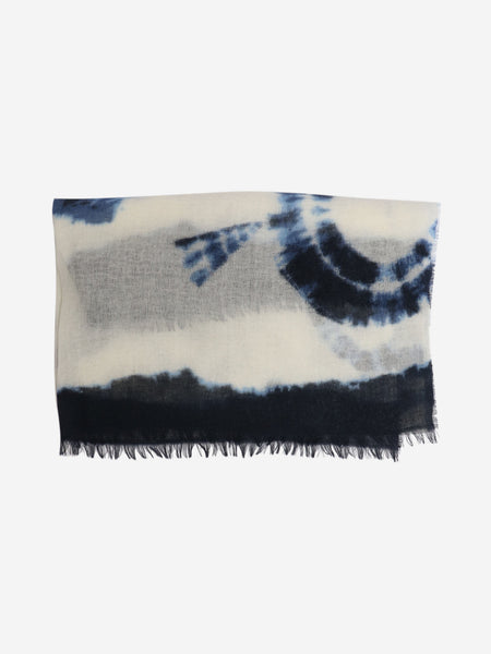 Blue and ivory tie-dye scarf product image