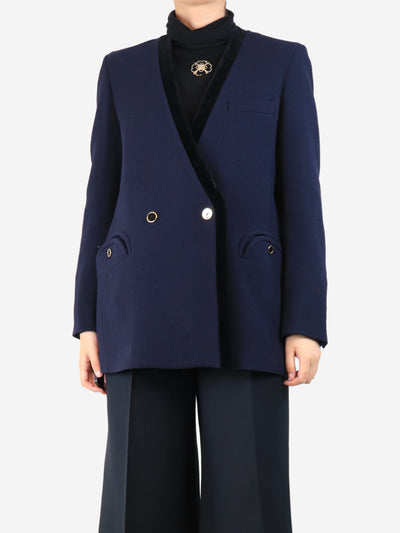 Navy blue wool crepe jacket - size UK 10 Coats & Jackets Blaze Milano 