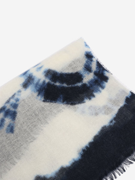 Blue and ivory tie-dye scarf alternate image