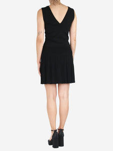 Chanel Black sleeveless v-neck pleated mini dress - size UK 8