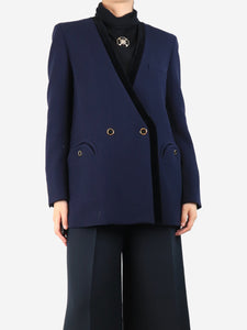 Blaze Milano Navy blue wool crepe jacket - size UK 10