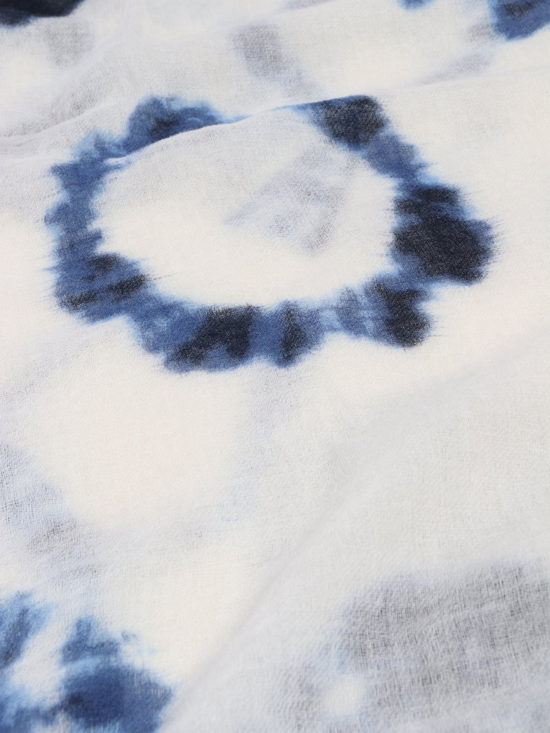 Blue and ivory tie-dye scarf Scarves Closed 