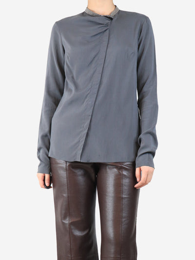 Grey silk blouse - size L Tops Brunello Cucinelli 