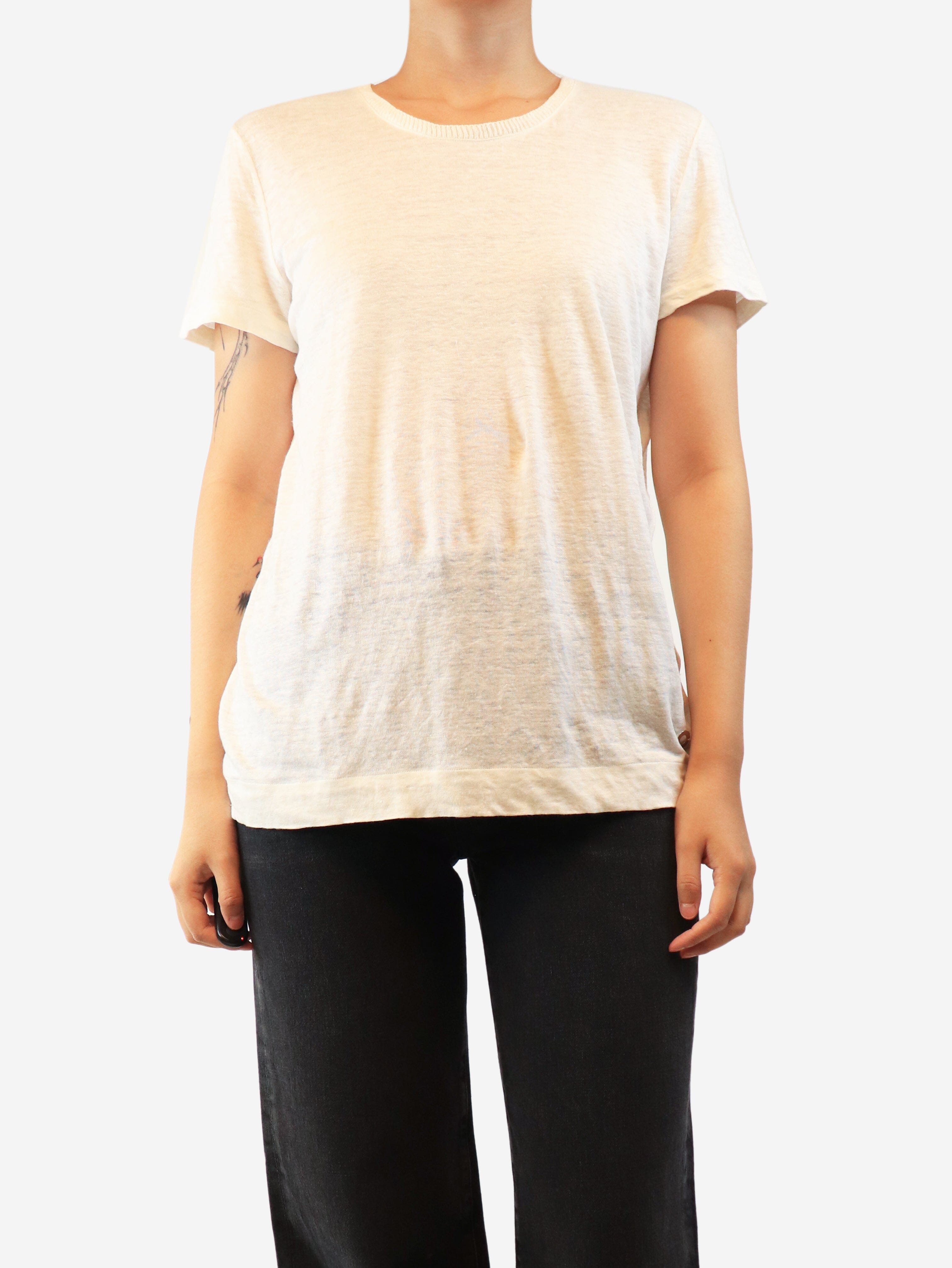 White linen t-shirt - size UK 16 Tops Loro Piana 