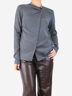 Grey silk blouse - size L Tops Brunello Cucinelli 
