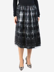 Comme Des Garçons Tricot Black and white tulle tissue de base flock skirt - size M