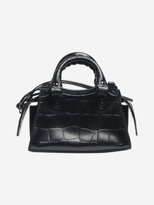 Balenciaga Black nano Neo Classic City croc-effect bag