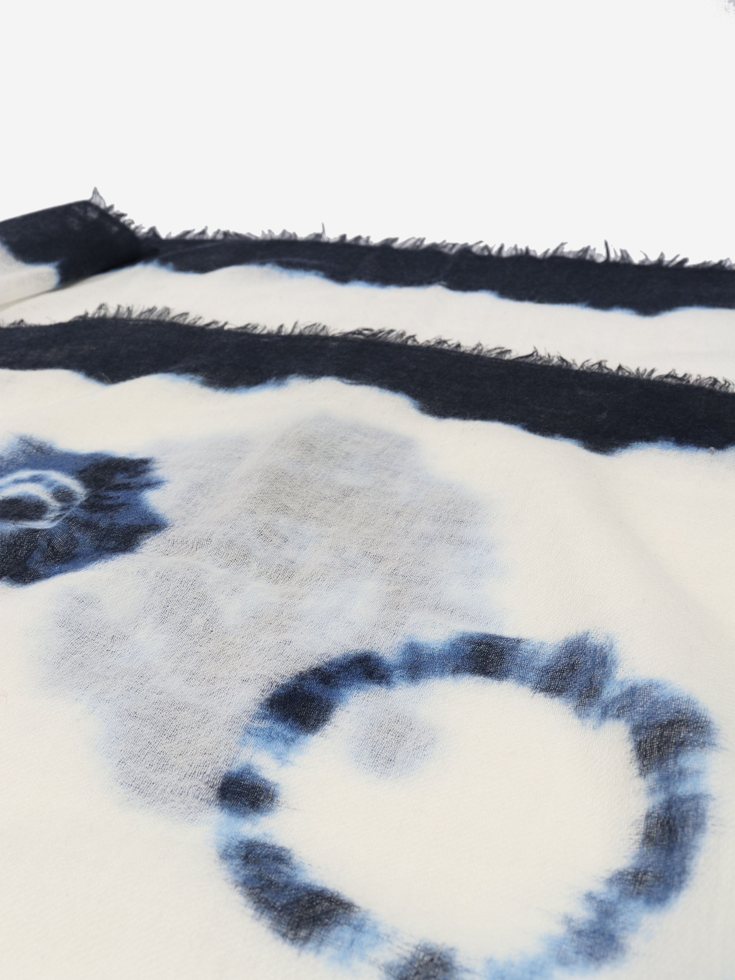 Blue and ivory tie-dye scarf Scarves Closed 