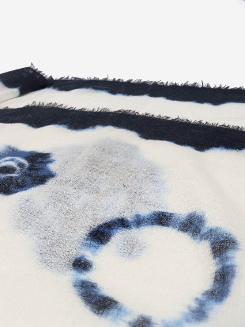 Blue and ivory tie-dye scarf Scarves Closed 