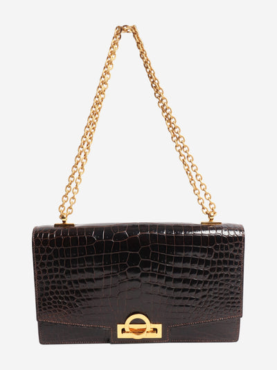Brown Marron Fonce Sac Olympe croc skin bag Shoulder bags Hermes 