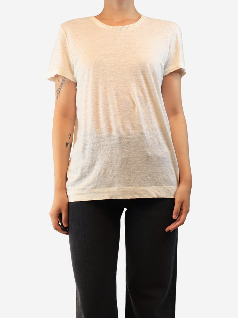 White linen t-shirt - size UK 16 Tops Loro Piana 