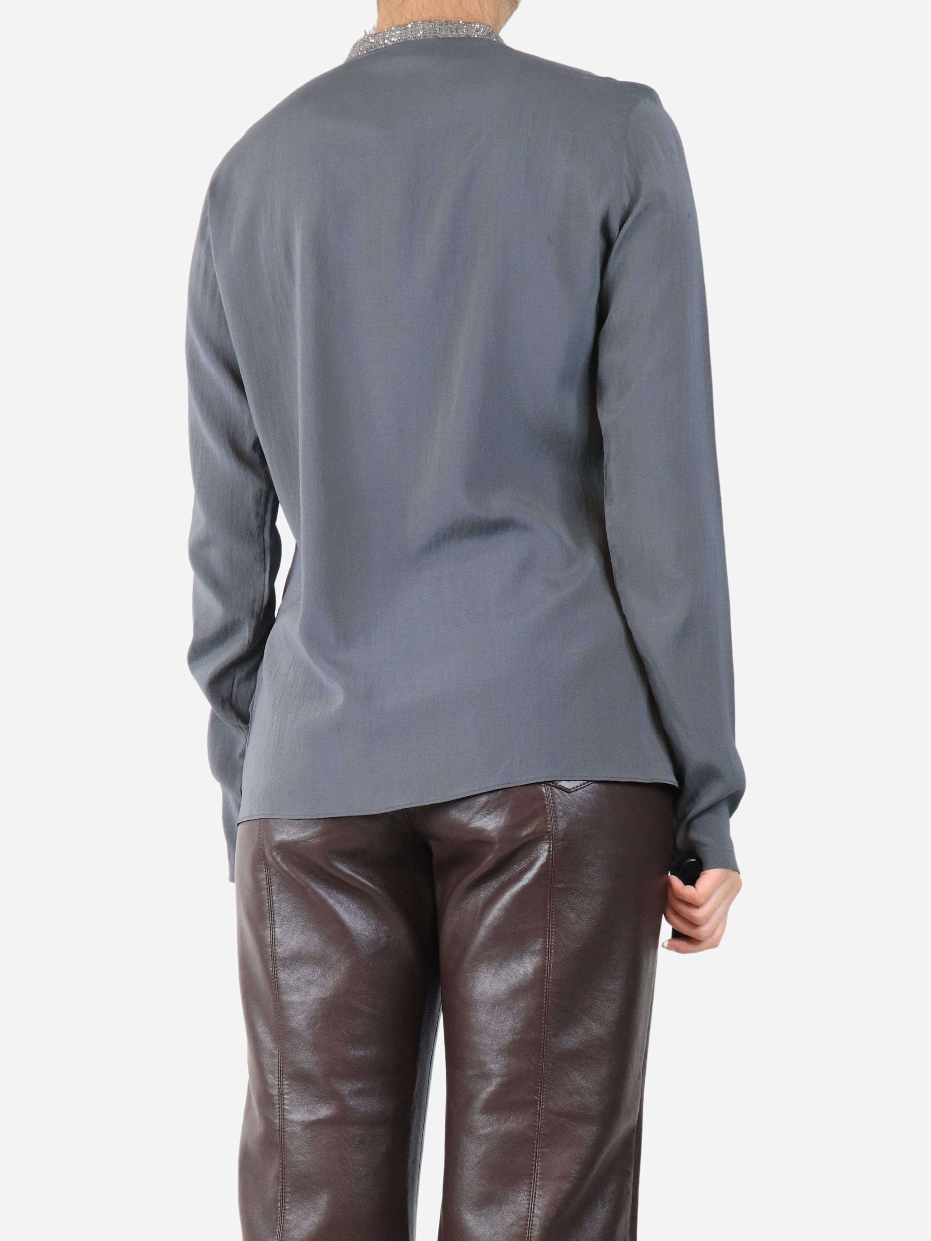 Grey silk blouse - size L Tops Brunello Cucinelli 