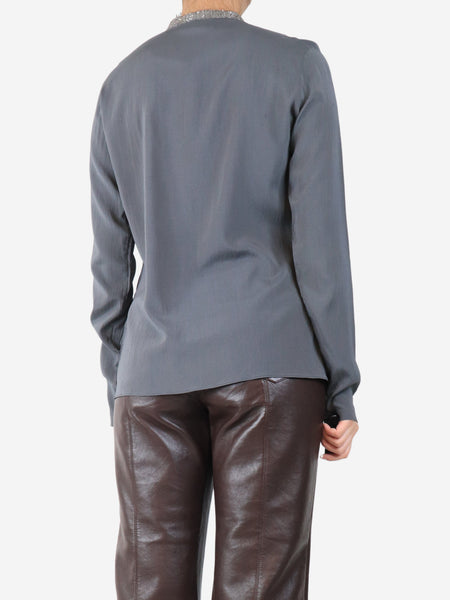 Grey silk blouse - size L alternate image