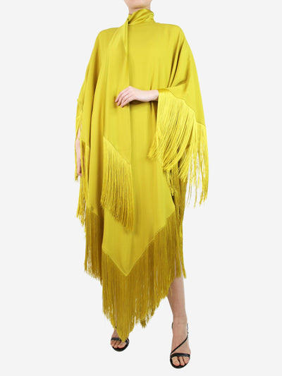 Yellow fringed crepe kaftan - size OS Dresses Taller Marmo 