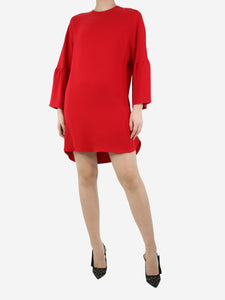 Valentino Red silk flare-sleeved dress - size UK 8