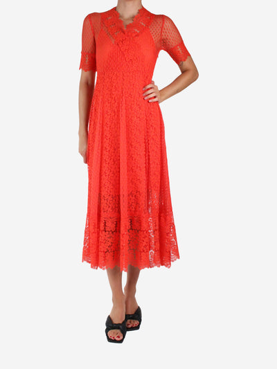 Red short-sleeved lace maxi dress - size S Dresses Maje