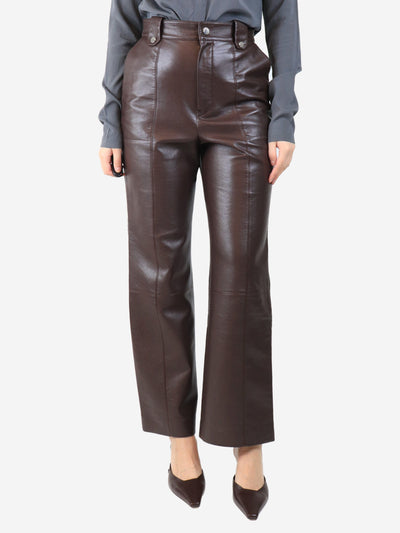 Brown faux-leather trousers - size UK 10 Trousers Nanushka 