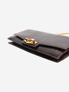 Brown Marron Fonce Sac Olympe croc skin bag Shoulder bags Hermes 