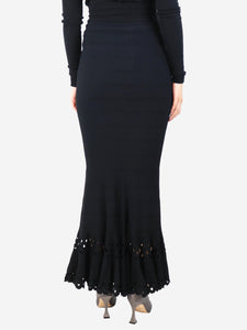 Alaia Black high-waisted scallop-hem skirt - size S