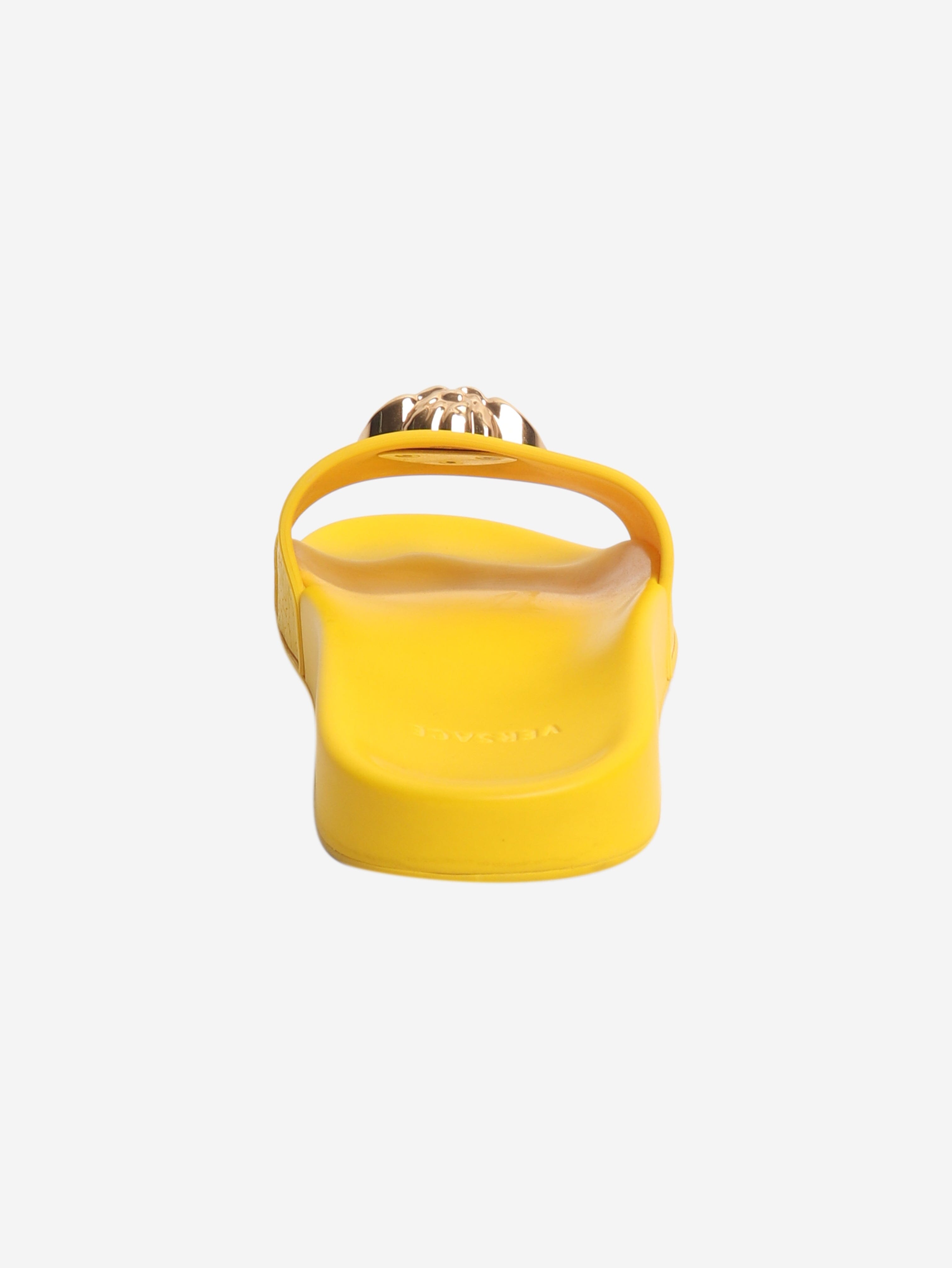 Yellow Medusa pool slides - size EU 38 Flat Sandals Versace 