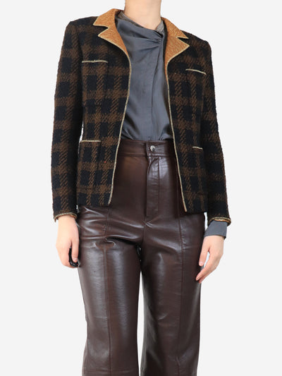 Black & brown 1996 check evening jacket - size UK 10 Coats & Jackets Chanel Boutique 