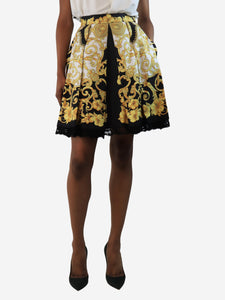Versace Multicolour Barocco pleated knee-length skirt - size UK 6