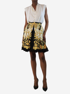 Versace Multicolour Barocco pleated knee-length skirt - size UK 6