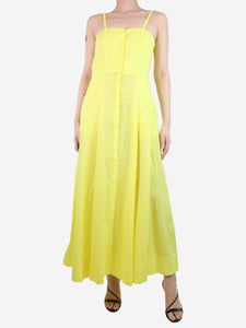Gabriela Hearst Yellow sleeveless button-up linen midi dress - size UK 8