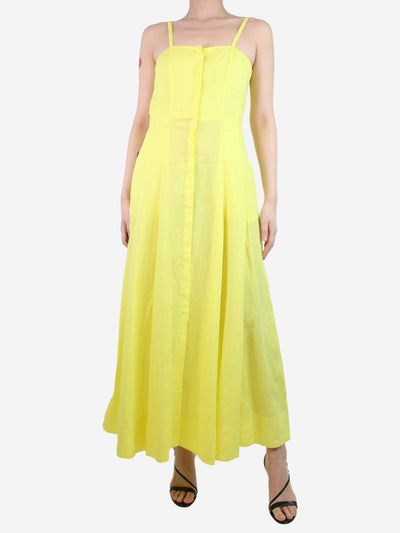 Yellow sleeveless button-up linen midi dress - size UK 8 Dresses Gabriela Hearst 