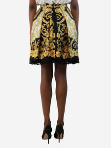 Versace Multicolour Barocco pleated knee-length skirt - size UK 6