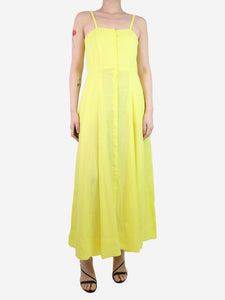 Gabriela Hearst Yellow sleeveless button-up linen midi dress - size UK 8
