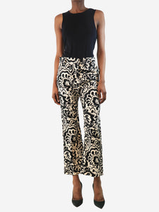 Weekend Max Mara Neutral cotton printed trousers - size UK 6