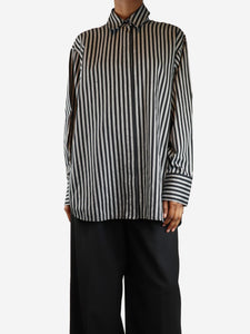 Camilla and Marc Black and ecru striped shirt - size UK 6