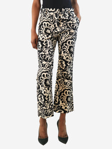 Weekend Max Mara Neutral cotton printed trousers - size UK 6