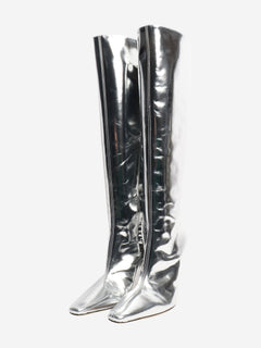 Chrome Cami leather knee-high boots - size EU 39 Boots Staud 