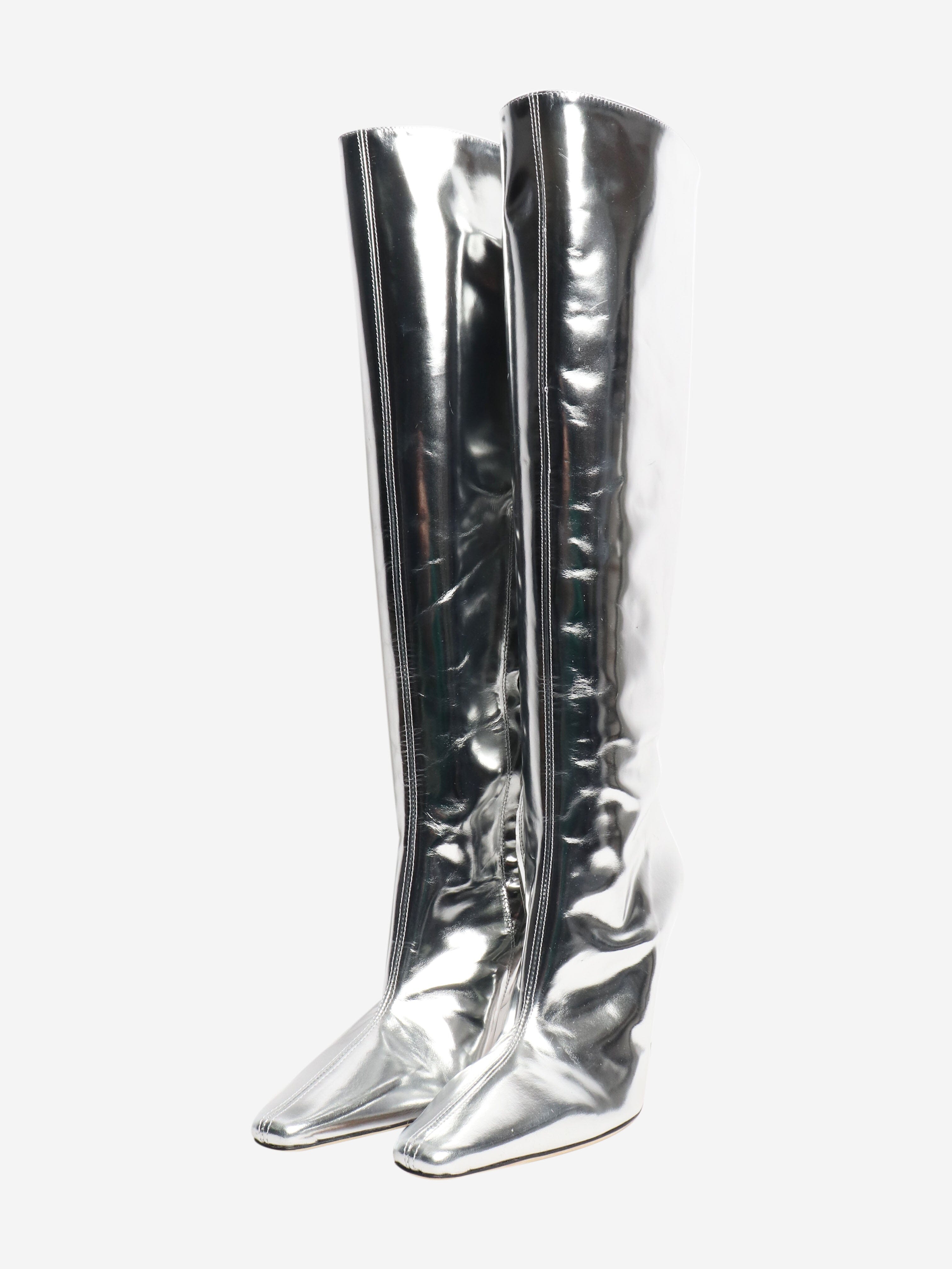 Chrome Cami leather knee-high boots - size EU 39 Boots Staud 