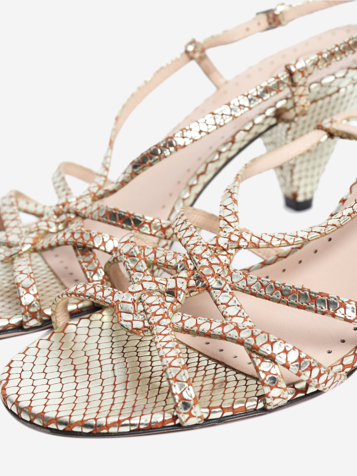 Gold snake printed heels - size EU 37.5 (UK 4.5)