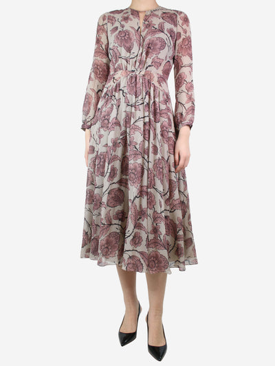Multicoloured floral printed silk midi dress - size UK 8 Dresses Burberry 