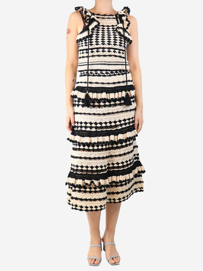 Neutral and black striped crochet top and midi skirt set - size UK 8 Sets Zimmermann 