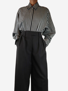 Camilla and Marc Black and ecru striped shirt - size UK 6