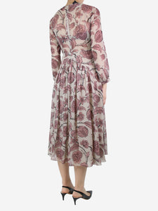 Burberry Multicoloured floral printed silk midi dress - size UK 8