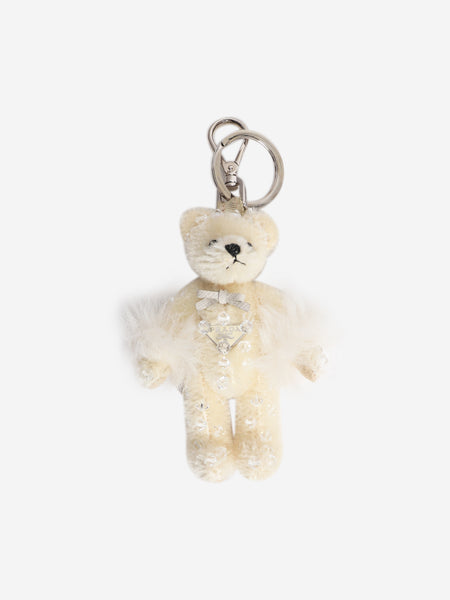 Cream crystal bear bag charm product image