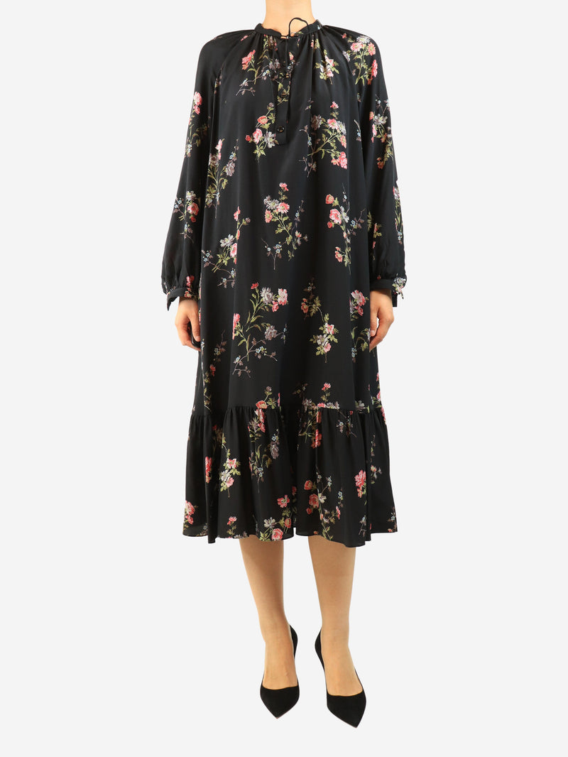 Black silk floral dress - size UK 8 Dresses Celine 