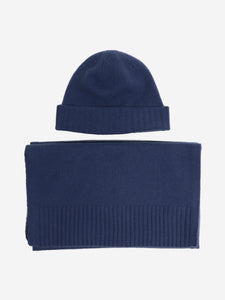 Joseph Blue cashmere hat and scarf set