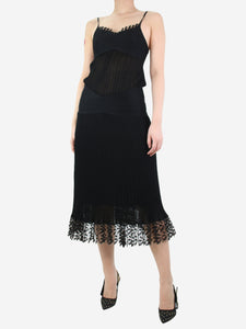 Chanel Black lace-trimmed dress - size UK 10