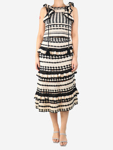 Zimmermann Neutral and black striped crochet top and midi skirt set - size UK 8
